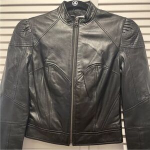 - Bebe Kardashian Black leather jacket. XS. Lined.